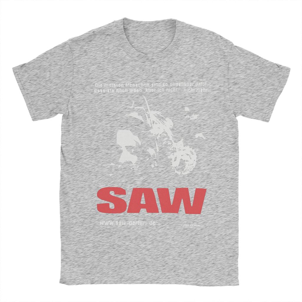 Funny Vintage SAW Movie Tshirts Men's 100%Cotton Short Sleeve  Round Neck Summer Tops Shirts