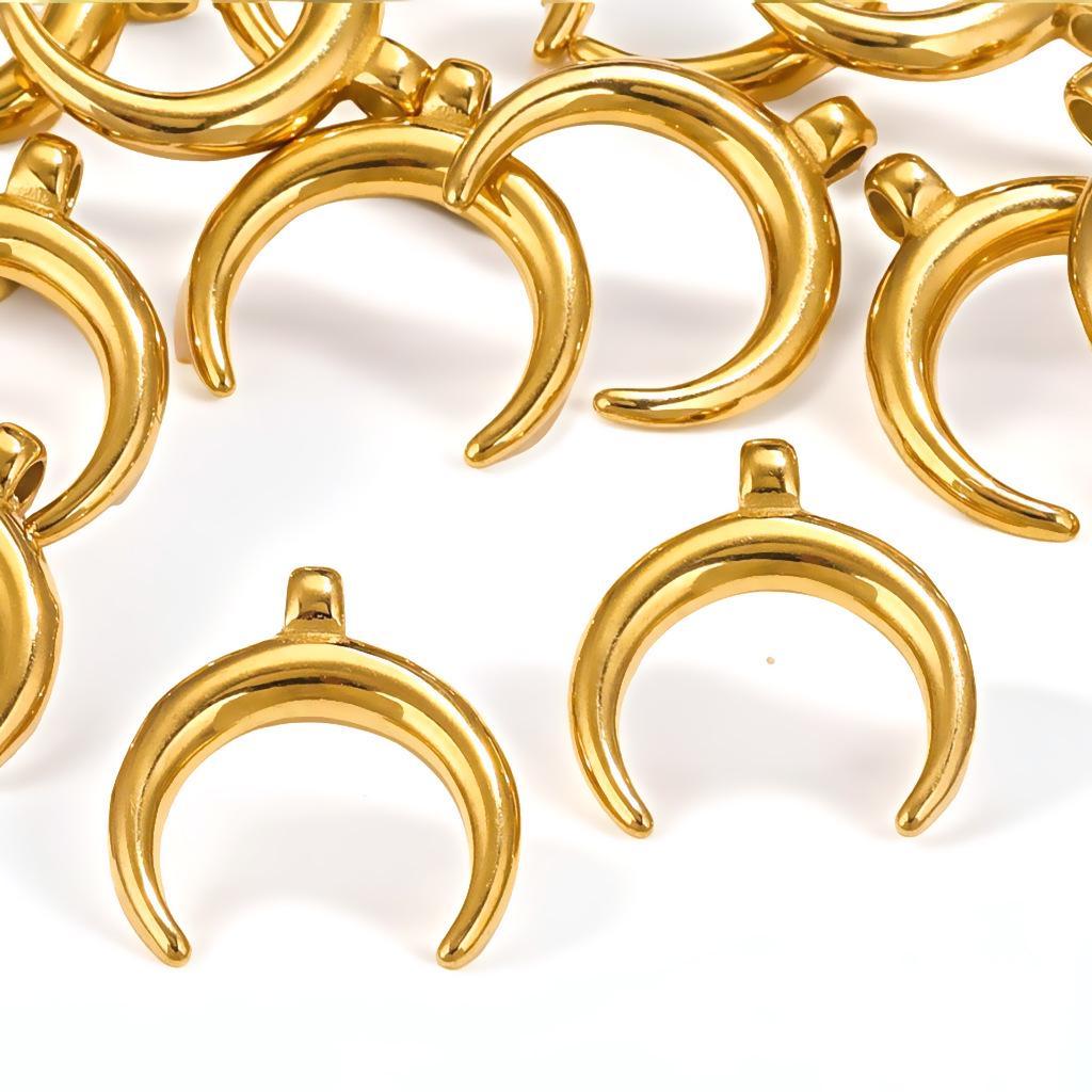 

Gold Polished Stainless Steel Moon Pendant Necklace - Non-Fading Titanium Crescent DIY Jewelry Accessory