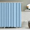Blue White Geometric Shower Curtain For Bathroom Decoration Waterproof Polyester Fabric With Hook Rings (Size: 69X70 Inches)