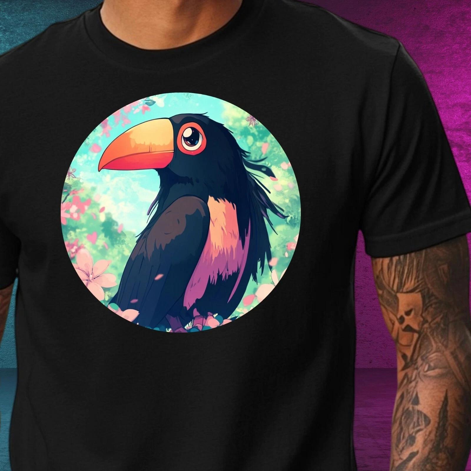 T-Shirt Herren Tukan Vogel Anime Motiv Baumwolle Größe XS bis 5XL M