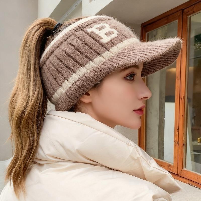 Fashion Empty Top Women Baseball Cap Cold-proof Soft Windproof Bonnet Warm Ear Protection Earmuffs Beanies Hat Autumn Winter
