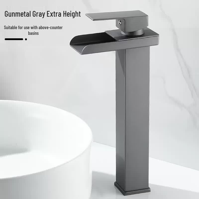 Handun Tall Black Wide-Mouth Basin Faucet