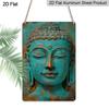 2D Flat 1pc Vintage Buddha Statue Aluminum Metal Sign with Pre-Drilled Holes, Wall Art Decor for Home, Club, Cafe, Fun Hanging Picture, 8x12 Inches
