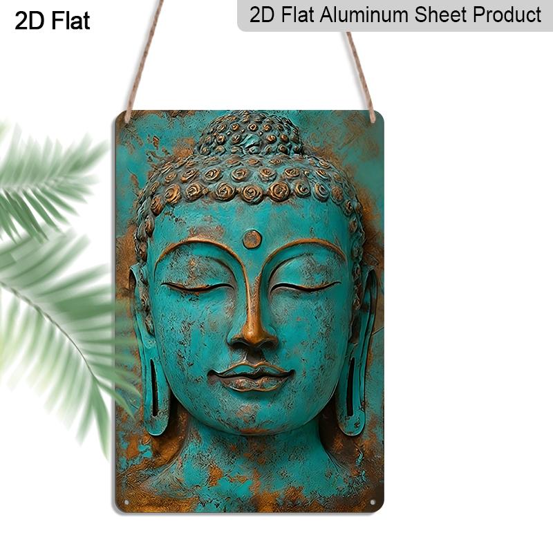 

2D Flat 1pc Vintage Buddha Statue Aluminum Metal Sign with Pre-Drilled Holes, Wall Art Decor for Home, Club, Cafe, Fun Hanging Picture, 8x12 Inches 20*30cm