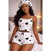 Heart Print Camisole and Shorts: Women's Autumn Ribbed Pajamas and Casual Wear