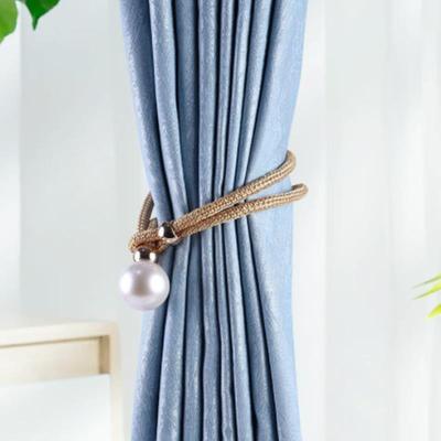 Curtain Strap with Faux Pearl Decor Curtain Ties Non Punching Curtain Tiebacks Pull-out Pearl Strap Curtain Buckle Accessories