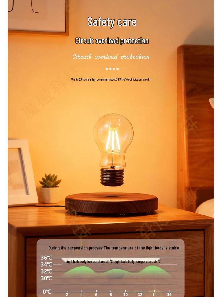 Creative Magnetic Levitation Light Bulb for Bedroom and Living Room - Smart Night Light with Black Technology Atmosphere Enhancement