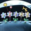 Rainbow Flower Car Ornaments Dashboard Rearview Mirror Shake Head Little Yellow Chicken Colorful Flower Decorative Accessories