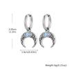 Vnox Stainless Steel Moon Hoops Earrings for Men Women, Retro Dangle Charm Earrings with Resin Stone, Fashion Unisex Jewelry