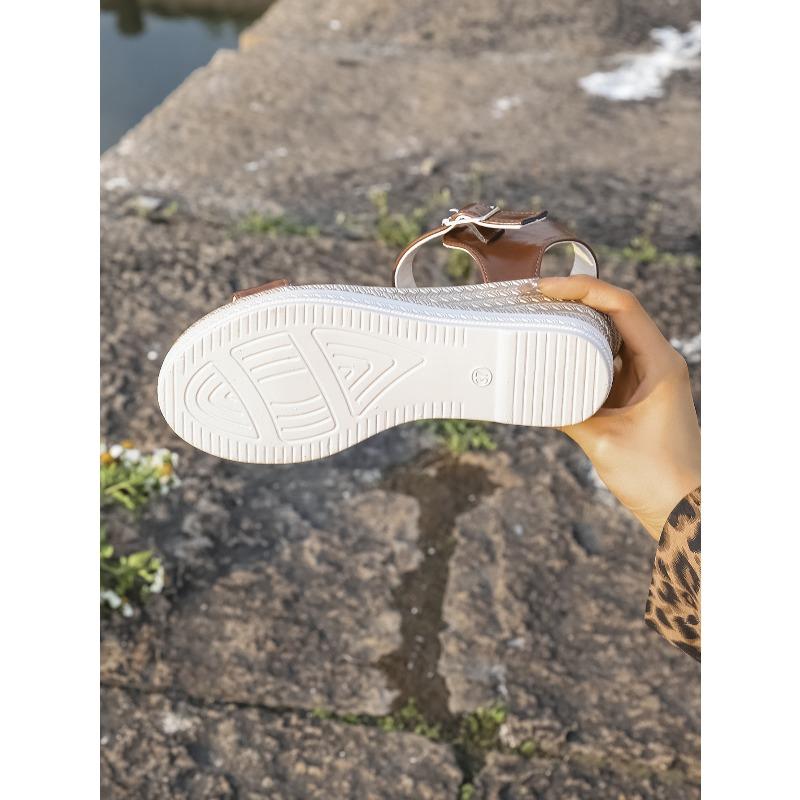 Women’s Peep-Toe Buckle Platform Slide Sandals Casual Summer Shoes