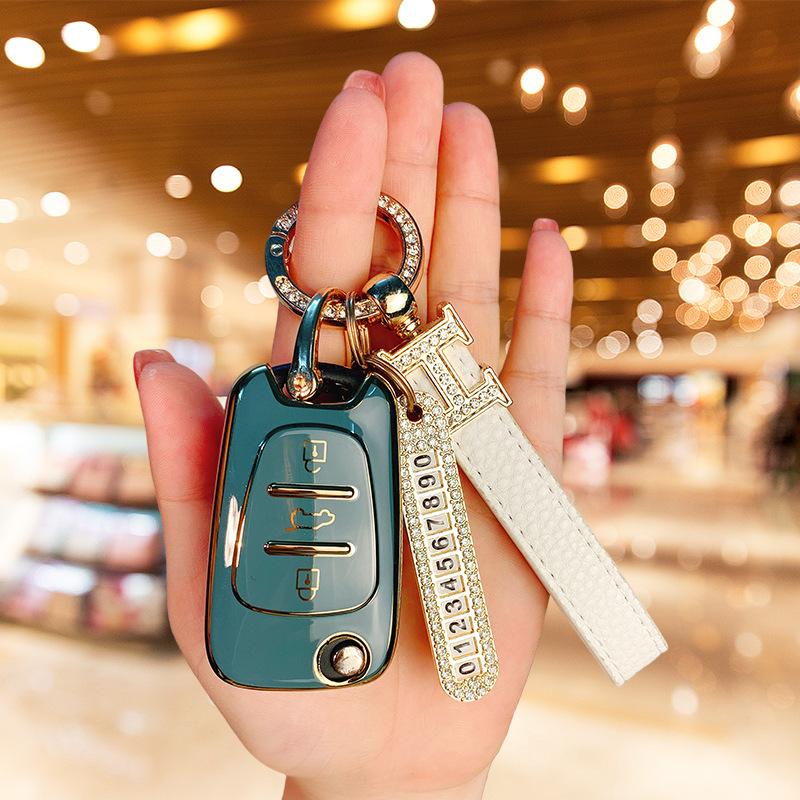 Applicable To Modern Langdong Car Key Cover Lead Picture Sonata 9 Tucson Bag Buckle Case Ix25/35 Rena Men and Women