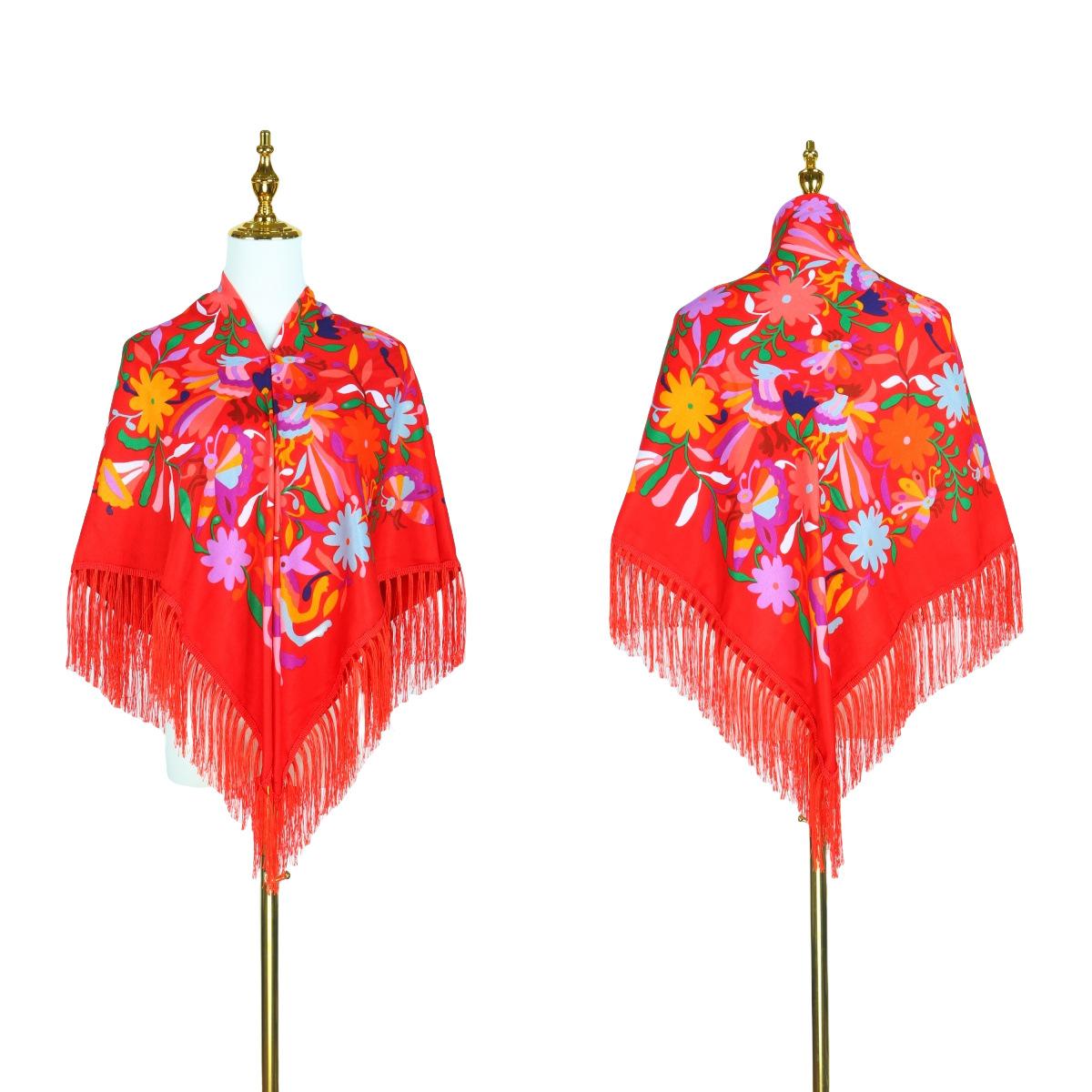 Twill Printed Square Scarf Elegant Tassel Shawl Warm Beautiful Dustproof Multifunctional Scarf