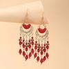 European and American retro earrings with ethnic style, rice beads, tassels, bead earrings, textured earrings, and accessories