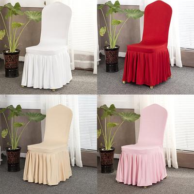 Hem Pleated Elastic Chair Cover Hotel Restaurant Chair Cover Wedding Banquet Chair Cover One-piece Stool Cover