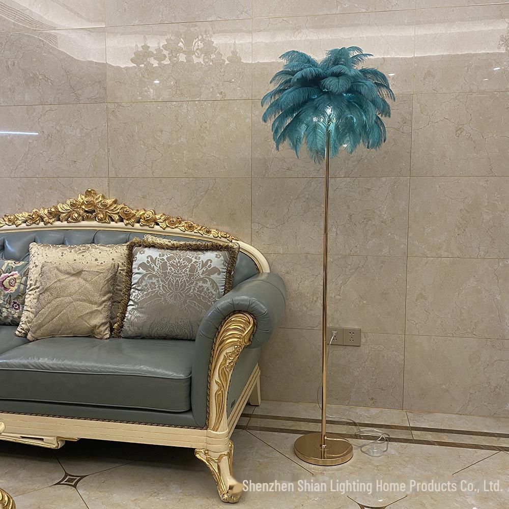 Nordic Romantic Ostrich Feather Floor Lamp - Soft Light Decorative Bedside Lamp