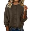 Women's Fashionable Casual Knitted Top Solid-Colour Long-Sleeved Cardigan Jacket