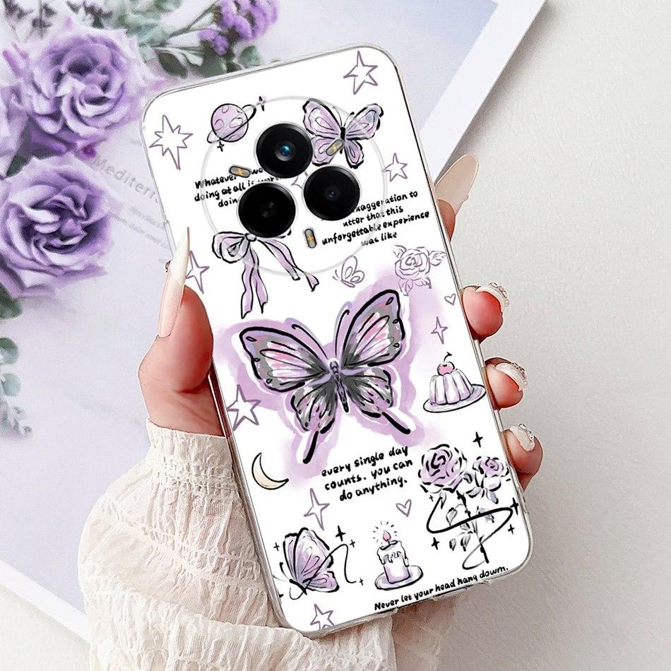 For Realme 14 Pro 14Pro+ Elegant Floral Cat Printed Phone Case For Realme 14 Pro Plus 14Pro 5G Soft Silicone TPU Cases