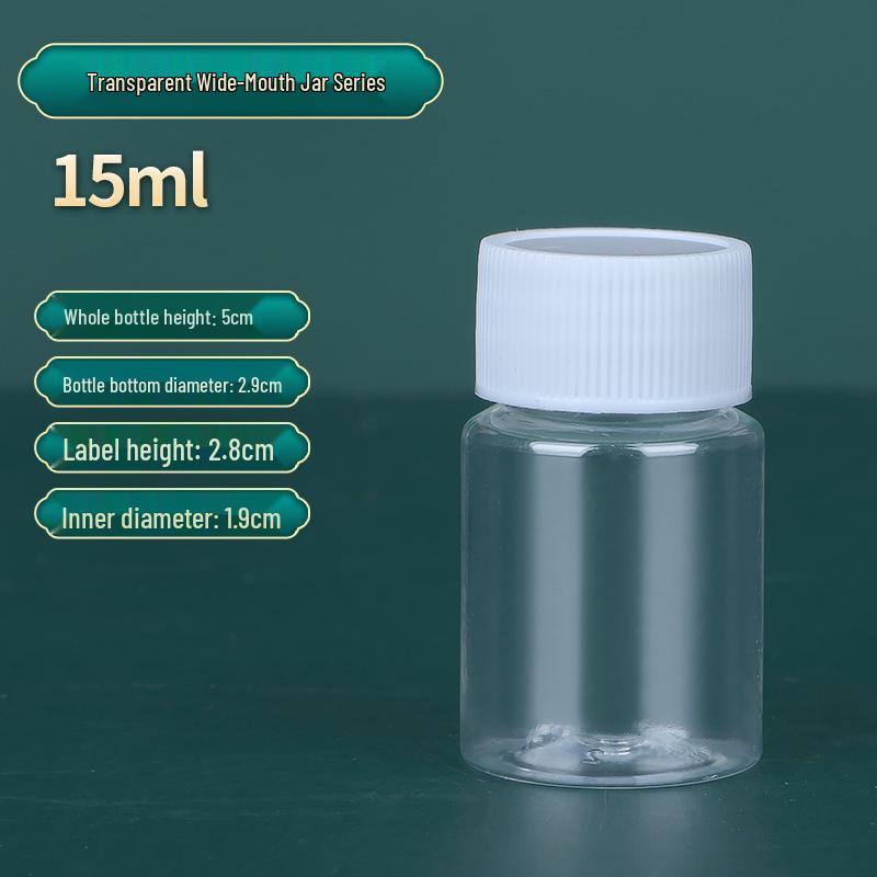 30, 50, 100ml Wide-Mouth Transparent Plastic Bottles with Lids for Samples
