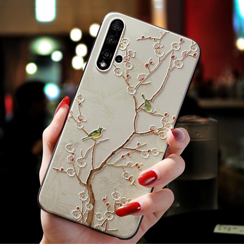 3D Flower Emboss Case For Huawei P30 P20 P40 Lite Honor 20 Pro 9 Lite 8X 10i 10 7A 7C 7X P smart Z 2019 Nova 5T Y9S Y6S Art Case