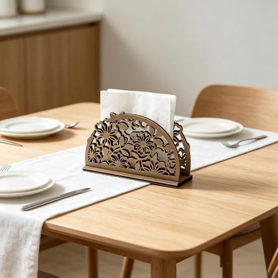 Wooden Paper Towel Holder Decorative Bird Turtle Floral Tissue Dispenser with Universal Card Slot, Napkin Dispenser for Kitchen Dining Table Counter