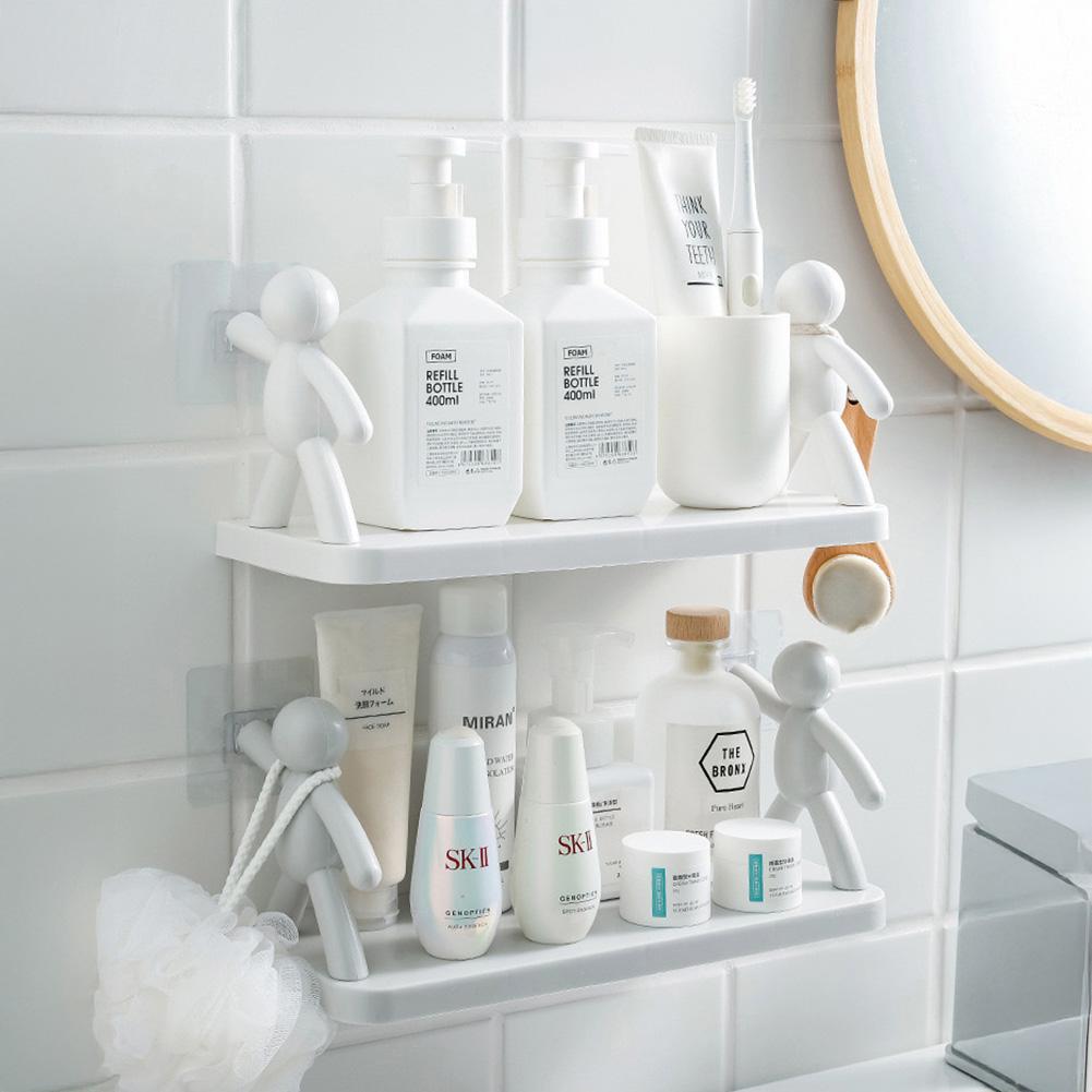 Creative Storage Rack No Drilling Funny Storage Board Self-Adhesive Wall-Mounted Organizer Toilet Bathroom Cosmetics Storage Rack