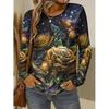 Women's T-shirt 3D Elegant Rose Floral Print Fashion Long Sleeve Round Neck Regular Top Holiday Weekend Spring Autumn