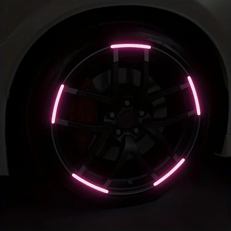 20pcs Car Tires, Wheel Hubs, Reflective Stickers, Colored Glowing, Colored Pink Stickers, Car Decorations