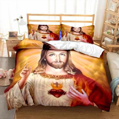 Jesus Jungfrau Maria Bettwäsche-Set Schlafzimmer Einzelbettwäsche-Set Bettdecke Jungen Erwachsene Bett Bettbezug Doppel King Bettdecke Heimdeko