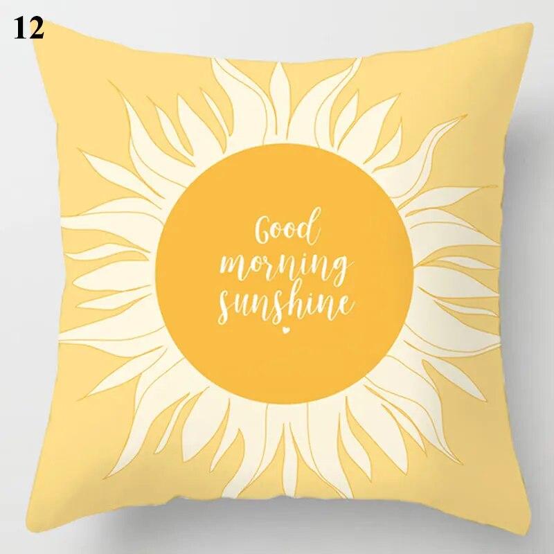 Decorative Cushion Cover Yellow Gray Floral Animal Geometric Pillow Covers Throw Pillows Polyester Single Side Print Pillowcases