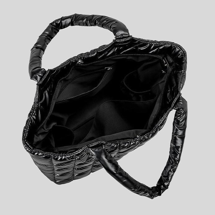 Women's Large Capacity Quilted Nylon Tote Bag for Autumn and Winter