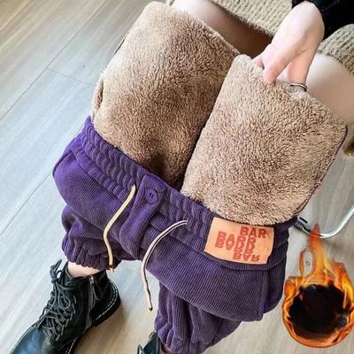 Autumn Winter Women's Pants Ankle Tied Casual Pants Women's Pants Loose Versatile Extra Thick Warm Pants