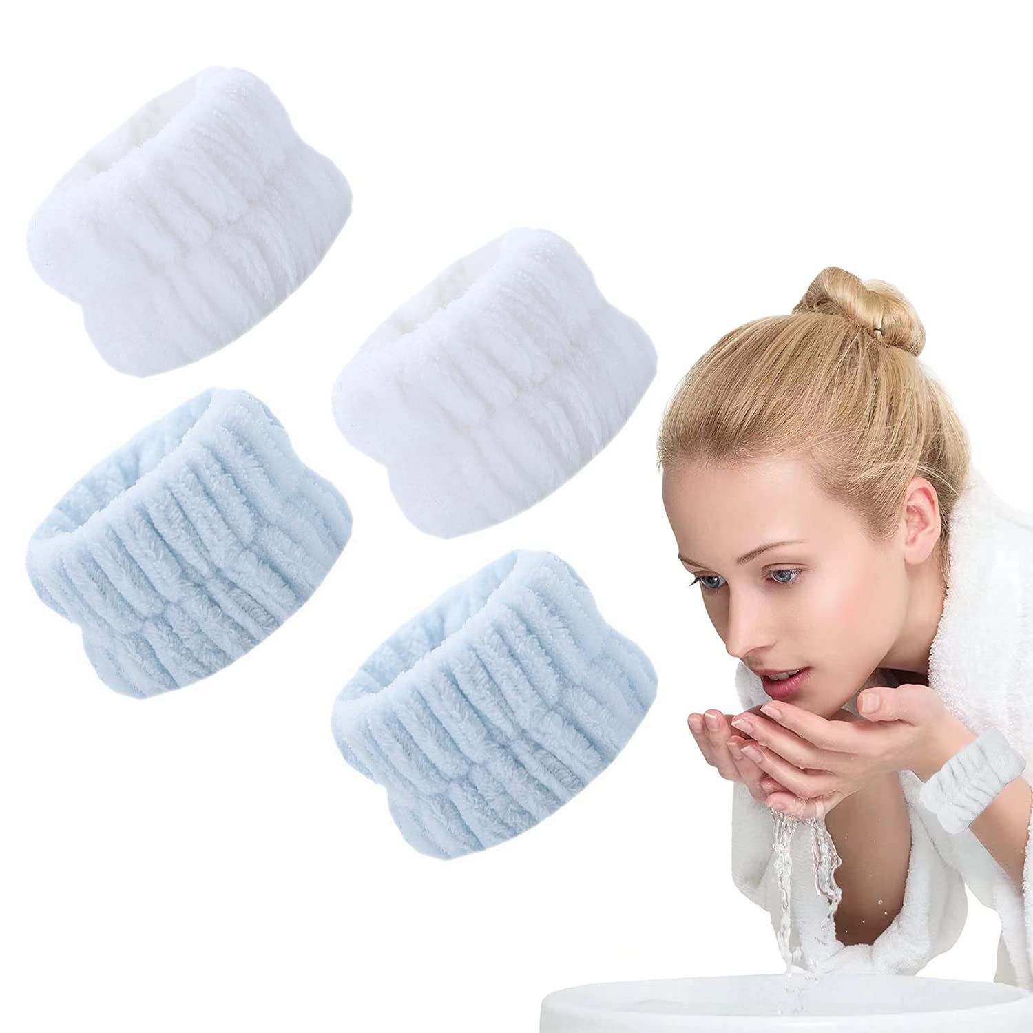 nalaina Face Washing Wrist Band, 4 Pieces Wristband, Water Absorbing, 5cm