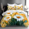 Daisy Butterfly Bedding Set Yellow Watercolor Floral Duvet Cover Set Soft Microfiber Quilt CoverPillowcase Home Textile Bedroom