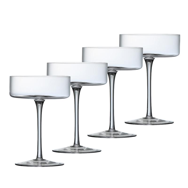 4PCS Creative Flat Lead Free Cocktail Glass Martini Glass Set of 4 140ml