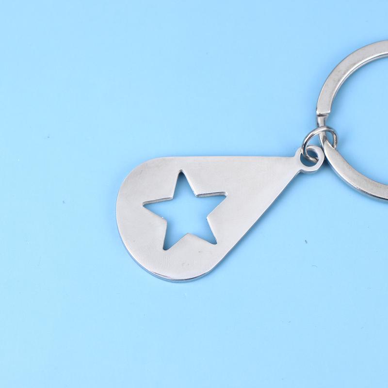 Waterdrop Shape Keychain Alloy Hollow Star Design Minimalist Unisex Gift Car Accessory Home Keys Decor Durable Metal
