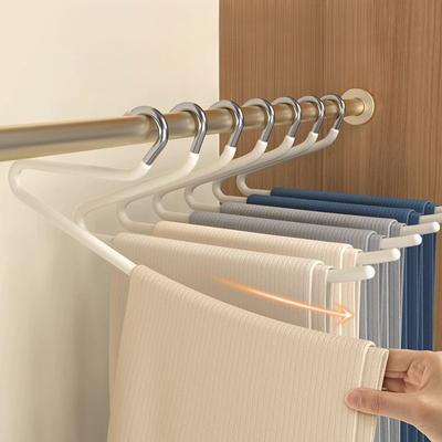 5/10pcs Goose Type Dip Plastic Pants Rack Wardrobe Dormitory Telescopic Z Type Clothes Rack Save Space Storage Pants Rack