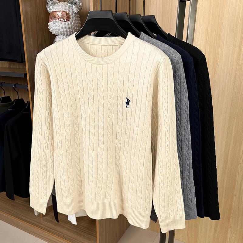 Autumn/Winter Anti Pilling Sweater Embroidered Fried Dough Twists Solid Long Sleeve Knit Sweater German Velvet Sweater