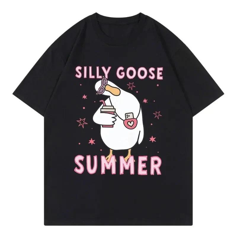 Funny Silly Goose Meme Graphic T Shirts Women Clothing Fashion Y2k Short Sleeve Tshirts Summer Casual Women Tshirt