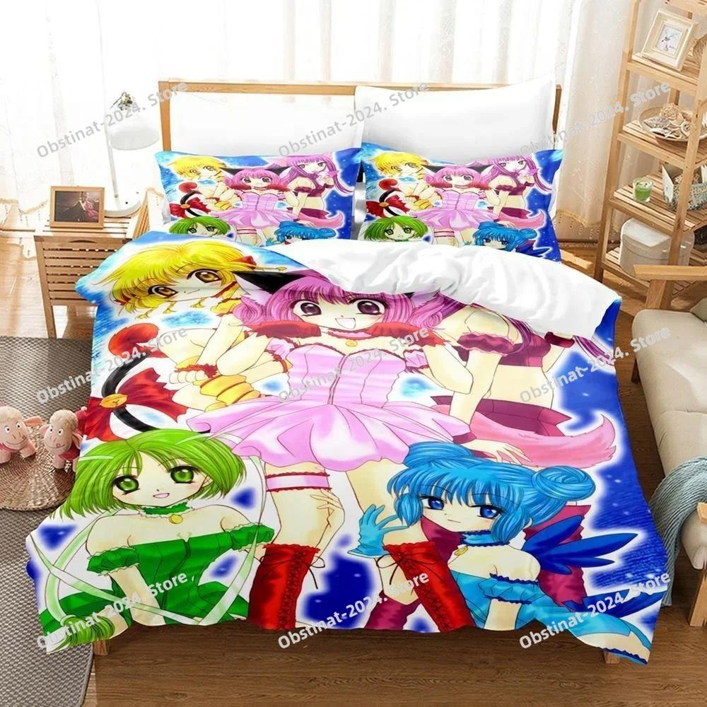 3D Anime Kawaii Girls Tokyo Mew Mew Bedding Set Printed Duvet Cover Pillowcase Single Double Style Queen King Size Sets