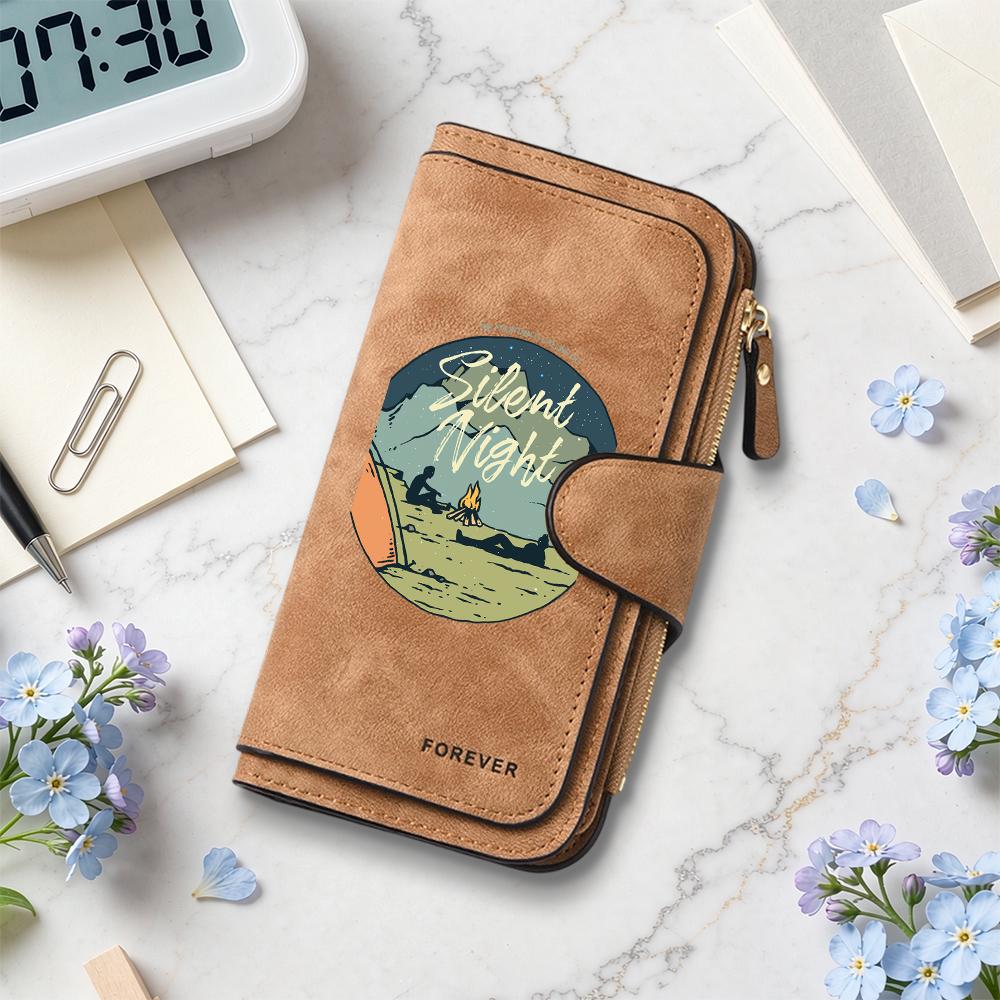 Retro Wallet with Camping Pattern