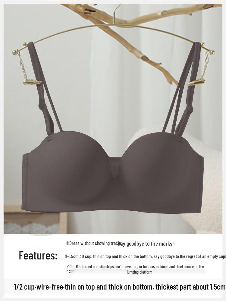 Strapless Push-Up Bra with Thin Straps for Small Breasts, Underwire-Free, Anti-Slip, Lifting and Shaping for a Beautiful Back