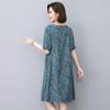 Floral Linen A-Line Dress for Women, 2024 Summer Collection – Elegant Slimming Style for Middle-Aged Mothers