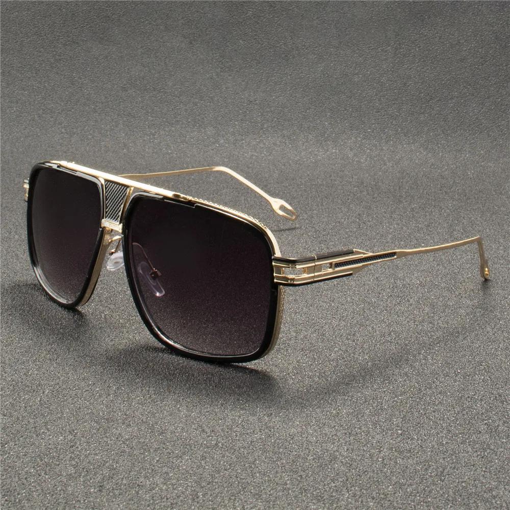 Retro Metall Gradient Quadratischer Rahmen Sonnenbrille Damen/Herren Marken Designer Vintage Übergroße Gläser Sonnenbrillen Oculos De Sol