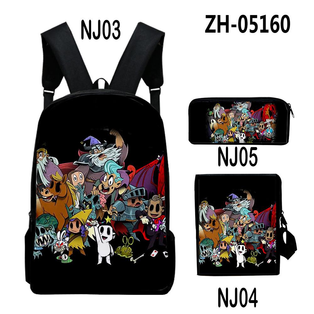 Classic Novelty Nobody Saves the World 3D Print 3pcs/Set School Bags Laptop Daypack Backpack Inclined Shoulder Bag Pencil Case