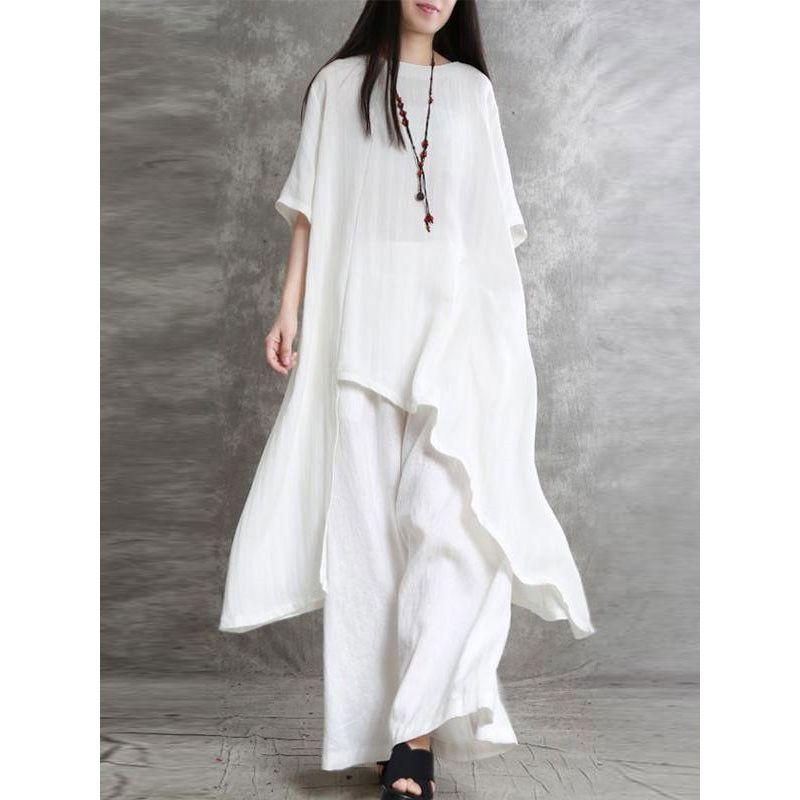 Loose Solid-Colored Top and Trousers Loose Solid Top Pants Two-piece Set