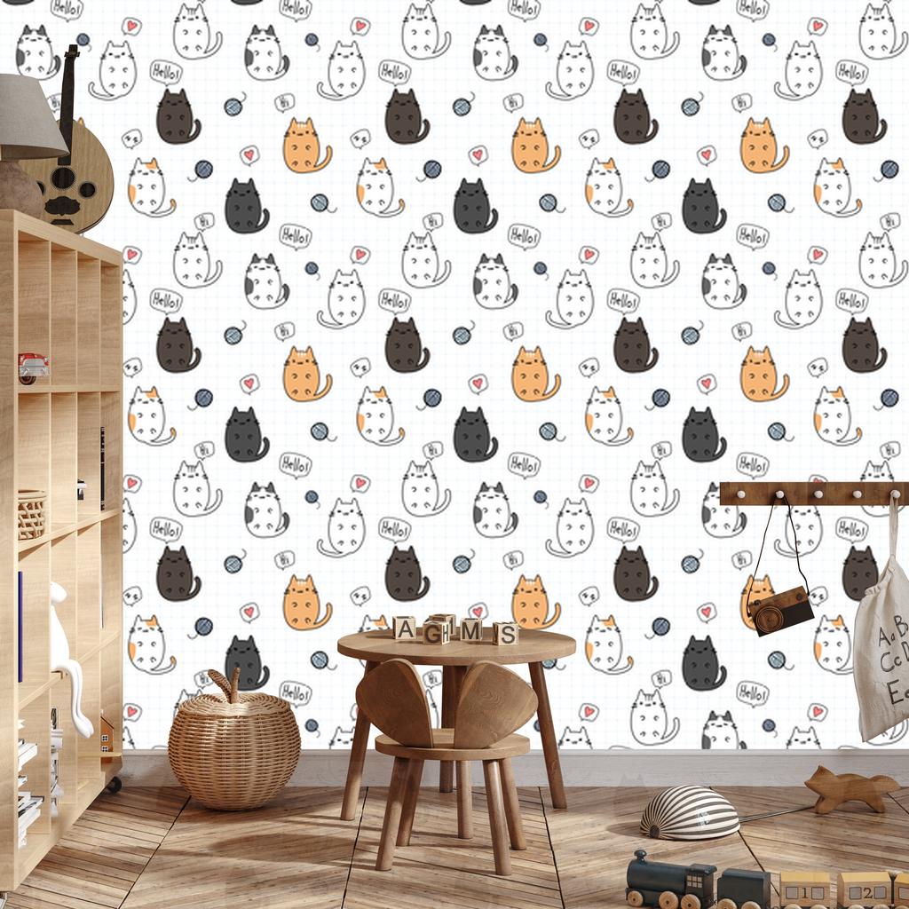 Cheerful kittens wallpaper for living room and bedroom 50x1000