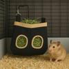 Hanging Rabbit Feed Bag Canvas Hay Feeding Troughs Food Storage Bag Hay Bag  for Pet Cage
