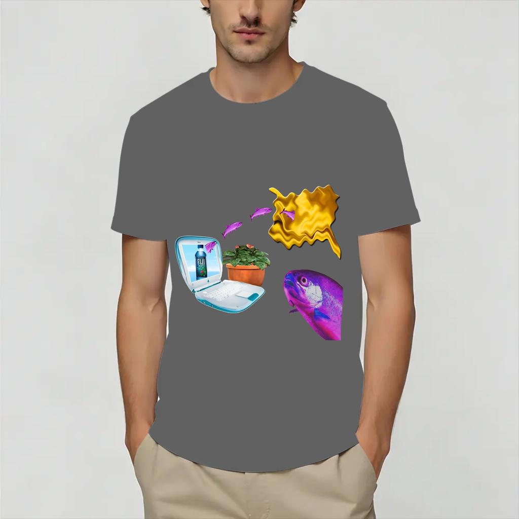Frutiger Aero World Vaporwave Cotton T Shirt For Unisex Beach Y2K Funny T Shirts ONeck Harajuku Tees Oversize Custom DIY Tops