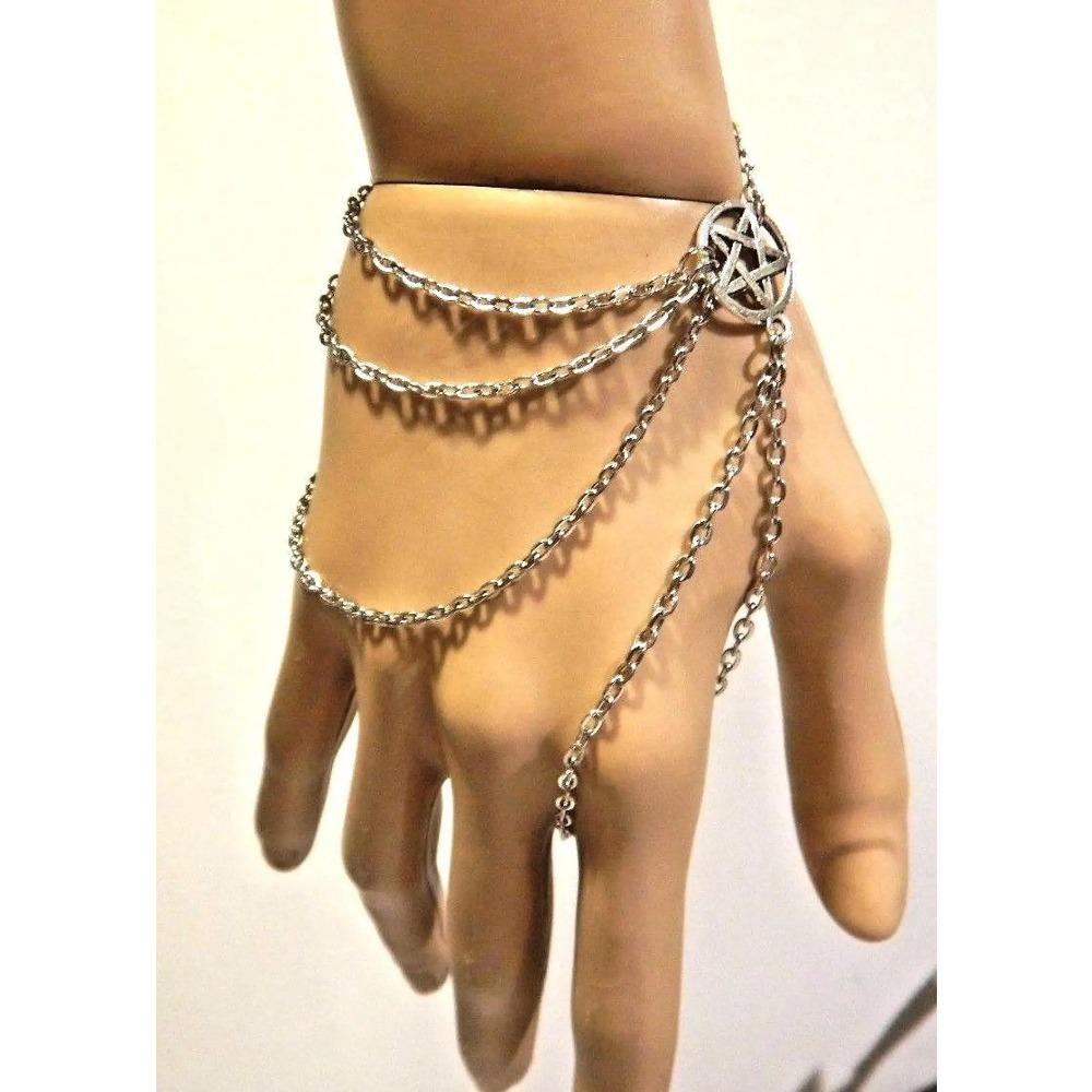 Pulsera de Luna Triple Diosa Luna Creciente Wicca Bruja Pentáculo Amuleto Joyería para Mujeres