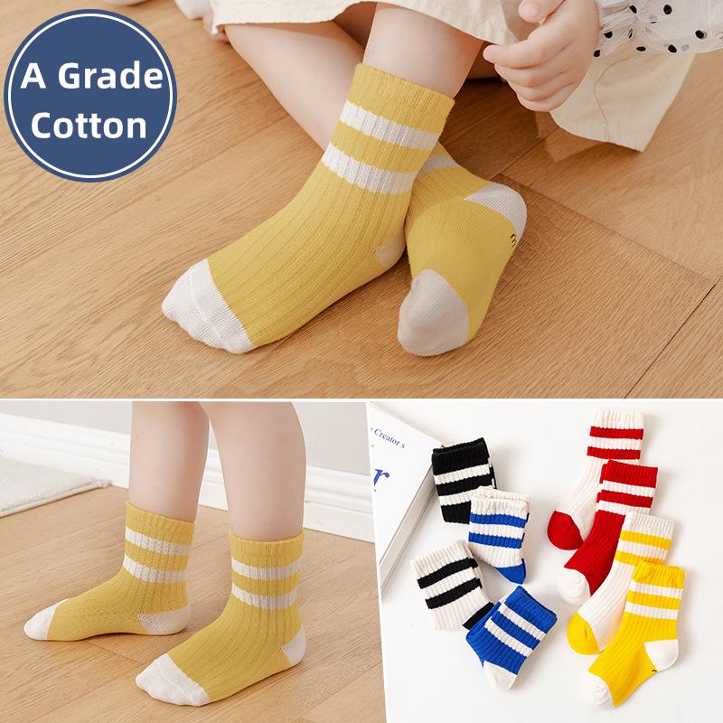 1-12 Years Cotton Children Socks Japan Style Black White Stripes Baby Tube Socks Spring Autumn Boys Girls School Sports Socks